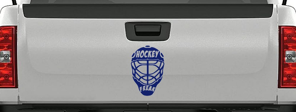 Hockey Freak Goalie Mask Sports Car or Truck Window Decal Sticker (Navy)
