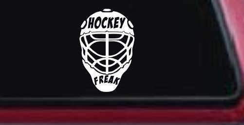 Hockey Freak Goalie Mask Sports Car or Truck Window Decal Sticker (White)