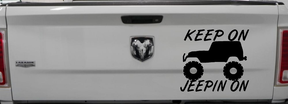Keep On Jeepin On Off Road Car or Truck Window Decal Sticker (Black)