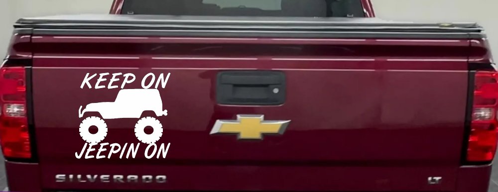 Keep On Jeepin On Off Road Car or Truck Window Decal Sticker (White)