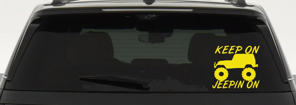 Keep On Jeepin On Off Road Car or Truck Window Vinyl Decal Sticker (Yellow)