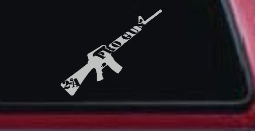 Pro Gun 2nd Amendment Riffle AR15 AR 15 Car or Truck Window Decal Sticker (Light Gray)