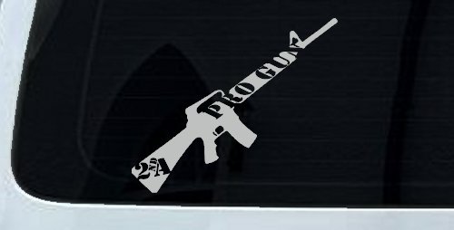 Pro Gun 2nd Amendment Riffle AR15 AR 15 Car or Truck Window Decal Sticker (Light Gray)