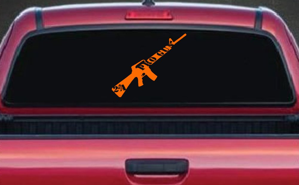 Pro Gun 2nd Amendment Riffle AR15 AR 15 Car or Truck Window Decal Sticker (Orange)
