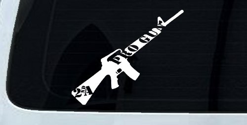 Pro Gun 2nd Amendment Riffle AR15 AR 15 Car or Truck Window Decal Sticker (White)