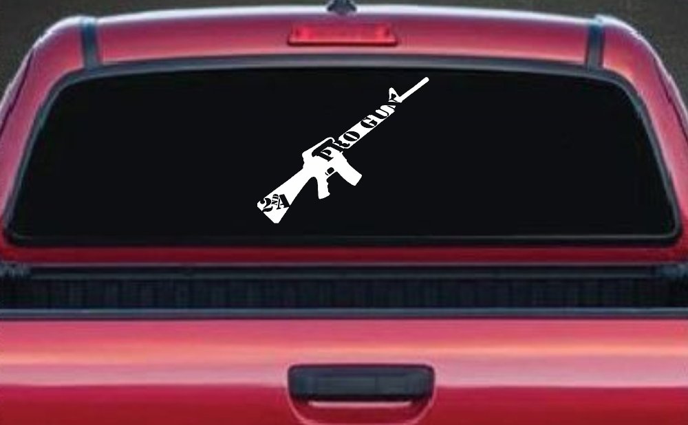 Pro Gun 2nd Amendment Riffle AR15 AR 15 Car or Truck Window Decal Sticker (White)