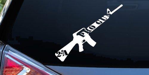 Pro Gun 2nd Amendment Riffle AR15 AR 15 Car or Truck Window Decal Sticker (White)