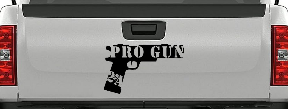 Pro Gun 2nd Amendment Hand Gun Car or Truck Window Vinyl Decal Sticker (Black)