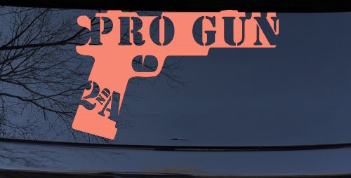 Pro Gun 2nd Amendment Hand Gun Car or Truck Window Vinyl Decal Sticker (Coral)