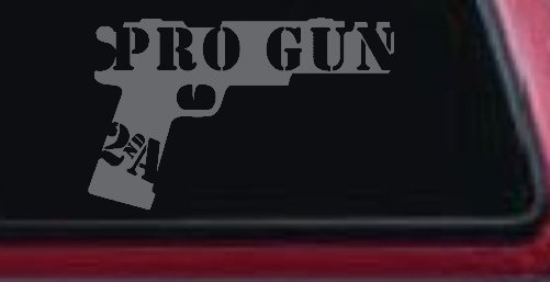 Pro Gun 2nd Amendment Hand Gun Car or Truck Window Decal Sticker (Silver)