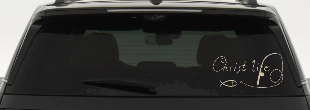 Christ Life Christian Fish Car or Truck Window Decal Sticker (Desert Sand)