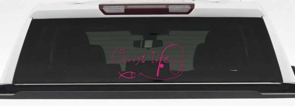 Christ Life Christian Fish Car or Truck Window Vinyl Decal Sticker (Hot Pink)