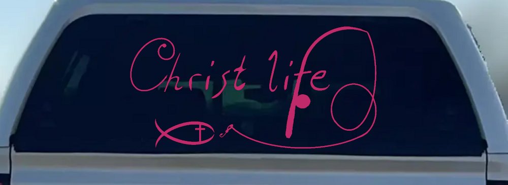 Christ Life Christian Fish Car or Truck Window Decal Sticker (Hot Pink)