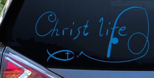 Christ Life Christian Fish Car or Truck Window Decal Sticker (Sky Blue)