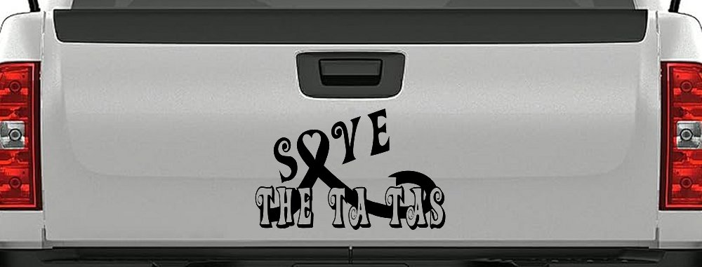 Save The Ta Tas Breast cancer ribbon Car or Truck Window Vinyl Decal Sticker (Black)