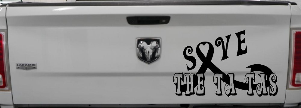 Save The Ta Tas Breast cancer ribbon Car or Truck Window Decal Sticker (Black)
