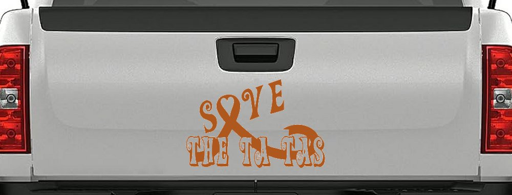 Save The Ta Tas Breast cancer ribbon Car or Truck Window Decal Sticker (Nut Brown)