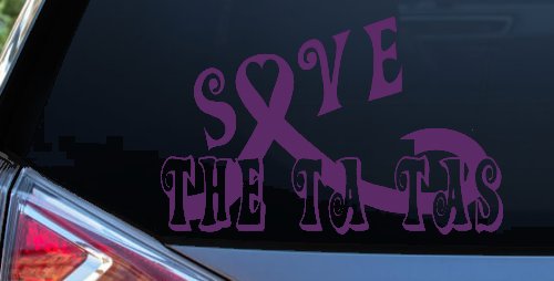 Save The Ta Tas Breast cancer ribbon Car or Truck Window Decal Sticker (Violet)