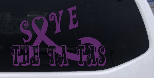 Save The Ta Tas Breast cancer ribbon Car or Truck Window Decal Sticker (Violet)