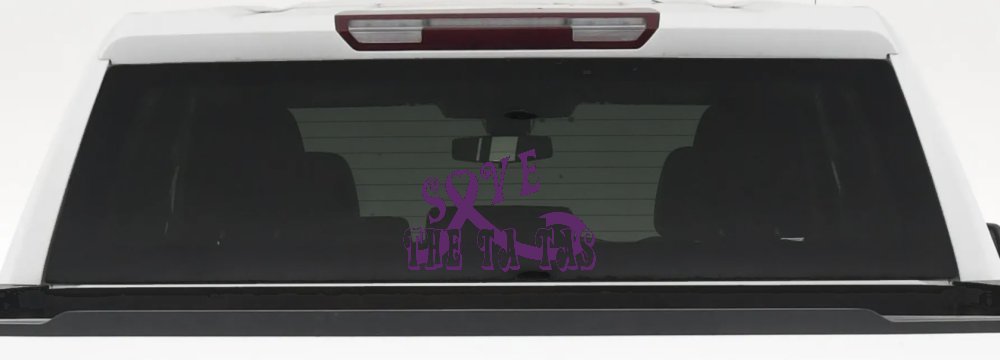 Save The Ta Tas Breast cancer ribbon Car or Truck Window Decal Sticker (Violet)