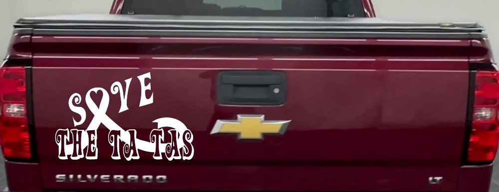 Save The Ta Tas Breast cancer ribbon Car or Truck Window Decal Sticker (White)