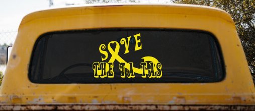 Save The Ta Tas Breast cancer ribbon Car or Truck Window Decal Sticker (Yellow)