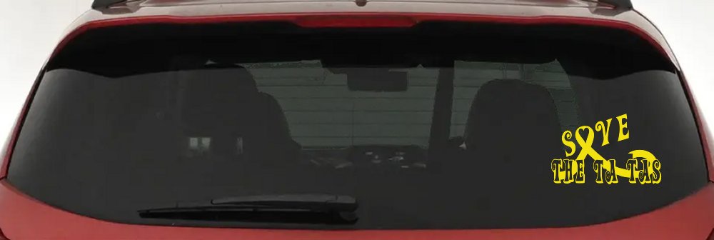 Save The Ta Tas Breast cancer ribbon Car or Truck Window Vinyl Decal Sticker (Yellow)