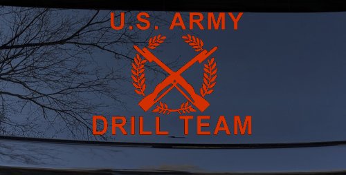 US Army Drill Team  Military Car or Truck Window Decal Sticker (Orange Red)