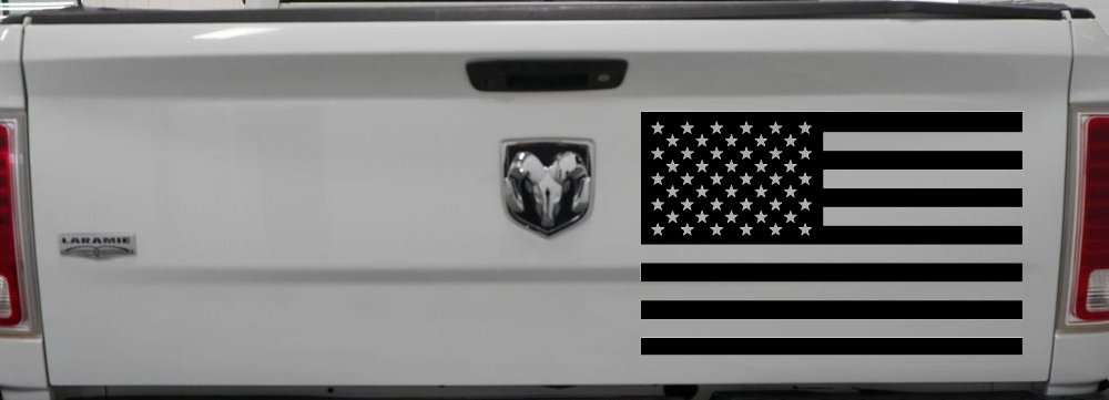 American US Flag Military Car or Truck Window Decal Sticker (Black)