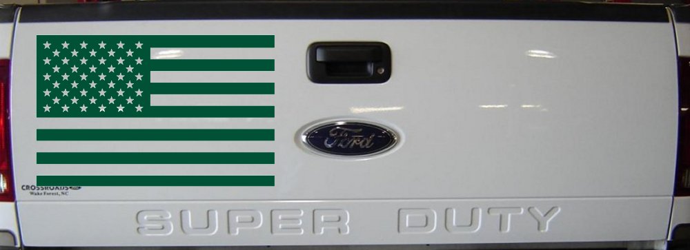 American US Flag Military Car or Truck Window Vinyl Decal Sticker (Dark Green)
