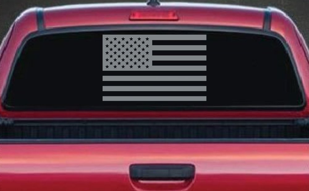 American US Flag Military Car or Truck Window Decal Sticker (Telegrey)