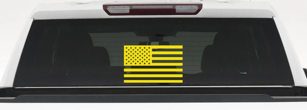 American US Flag Military Car or Truck Window Decal Sticker (Yellow)