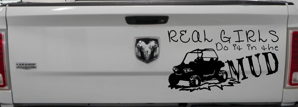 Real Girls Do It In The Mud UTV Off Road Car or Truck Window Decal Sticker (Black)