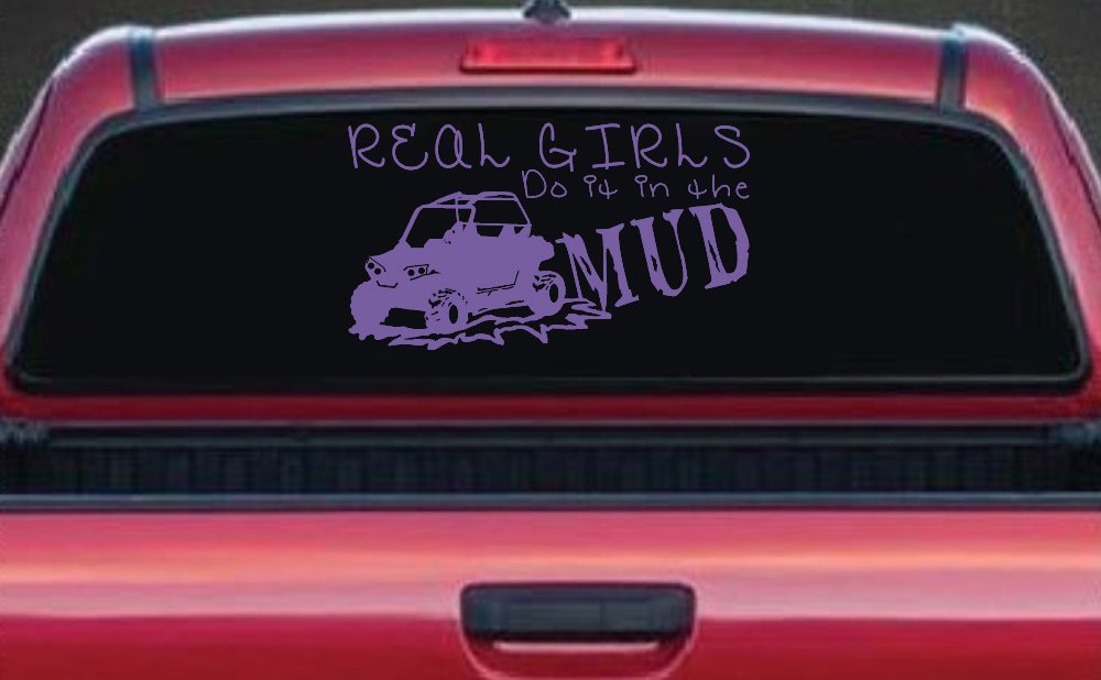 Real Girls Do It In The Mud UTV Off Road Car or Truck Window Vinyl Decal Sticker (Purple)