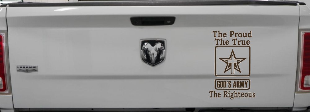 Gods Army The Proud The True The Righteous Christian Car or Truck Window Vinyl Decal Sticker (Brown)