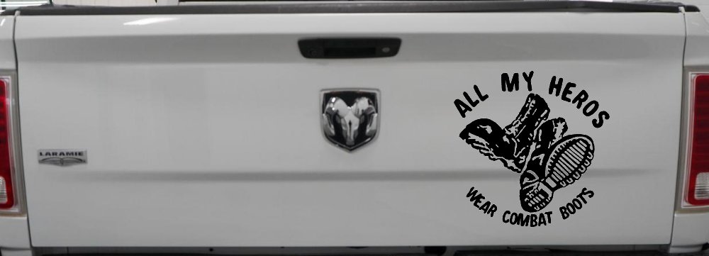 All My Heros Wear Combat Boots Military Car or Truck Window Decal Sticker