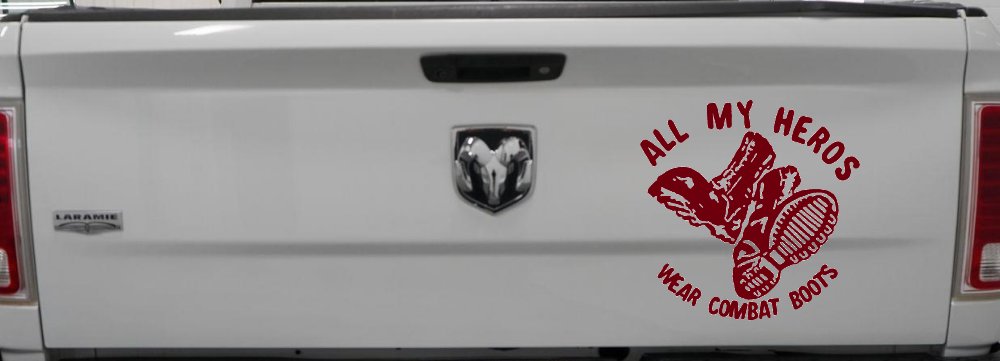 All My Heros Wear Combat Boots Military Car or Truck Window Decal Sticker (Burgundy)