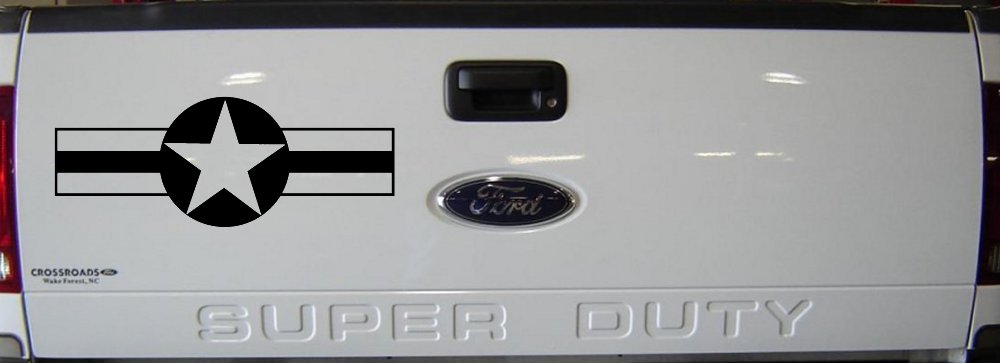 Army Star And Bars Military Car or Truck Window Vinyl Decal Sticker (Black)