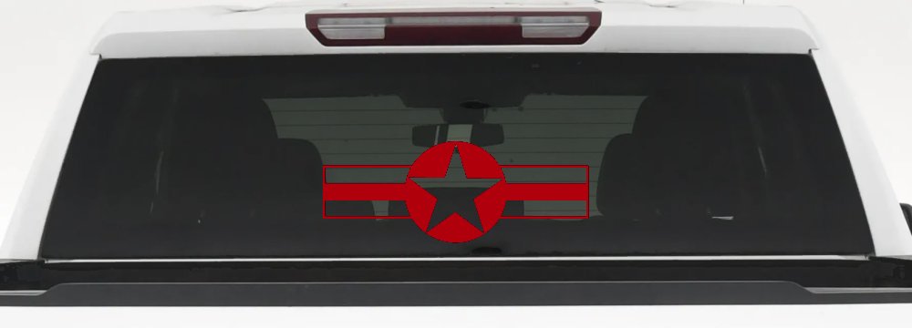 Army Star And Bars Military Car or Truck Window Vinyl Decal Sticker (Red)