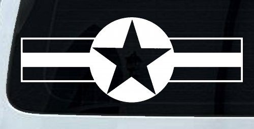 Army Star And Bars Military Car or Truck Window Vinyl Decal Sticker (White)