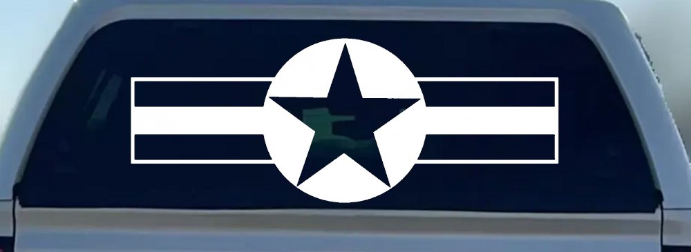 Army Star And Bars Military Car or Truck Window Decal Sticker (White)