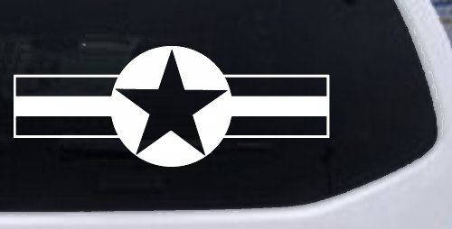 Army Star And Bars Military Car or Truck Window Decal Sticker (White)