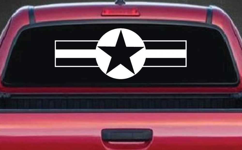 Army Star And Bars Military Car or Truck Window Vinyl Decal Sticker (White)