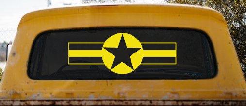 Army Star And Bars Military Car or Truck Window Decal Sticker (Yellow)