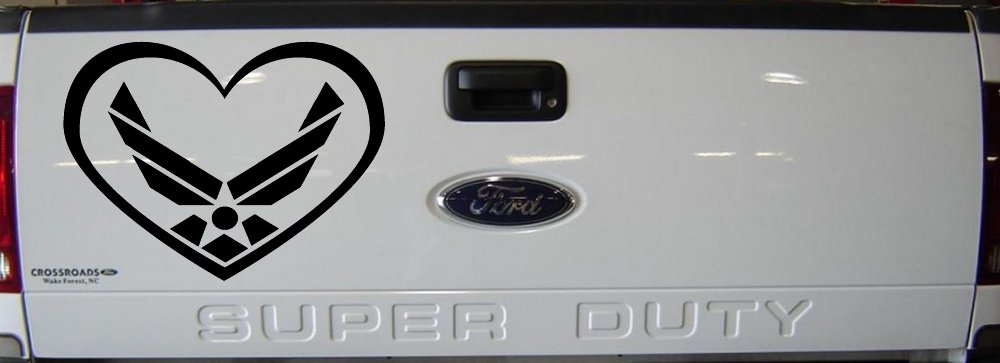 Air Force Inside Heart Military Car or Truck Window Vinyl Decal Sticker (Black)