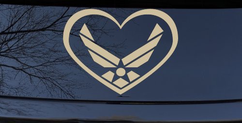 Air Force Inside Heart Military Car or Truck Window Decal Sticker (Desert Sand)