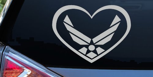 Air Force Inside Heart Military Car or Truck Window Decal Sticker (Light Gray)