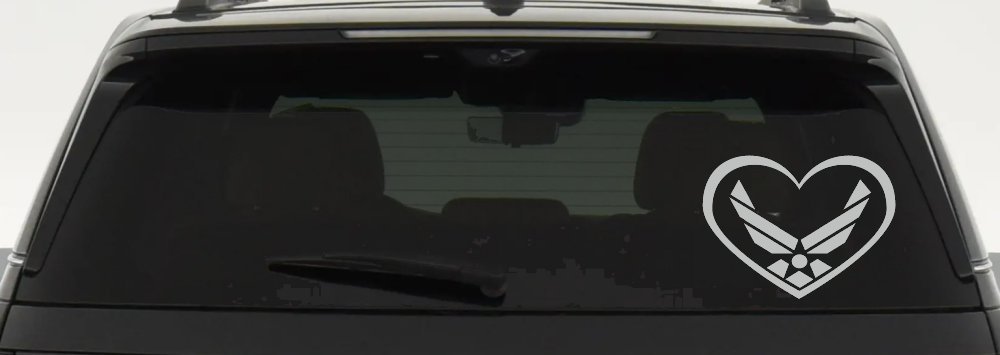 Air Force Inside Heart Military Car or Truck Window Vinyl Decal Sticker (Light Gray)