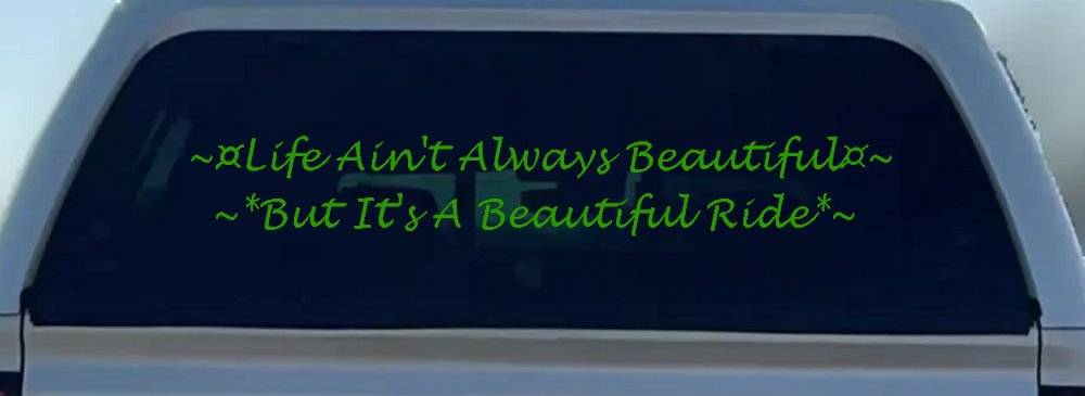 Life Ain't Always Beautiful But It's A Beautiful Ride Car or Truck Window Decal Sticker (Lime)