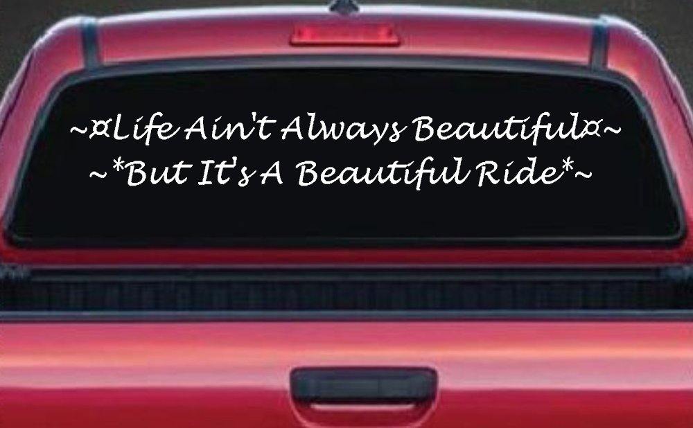 Life Ain't Always Beautiful But It's A Beautiful Ride Car or Truck Window Decal Sticker (White)